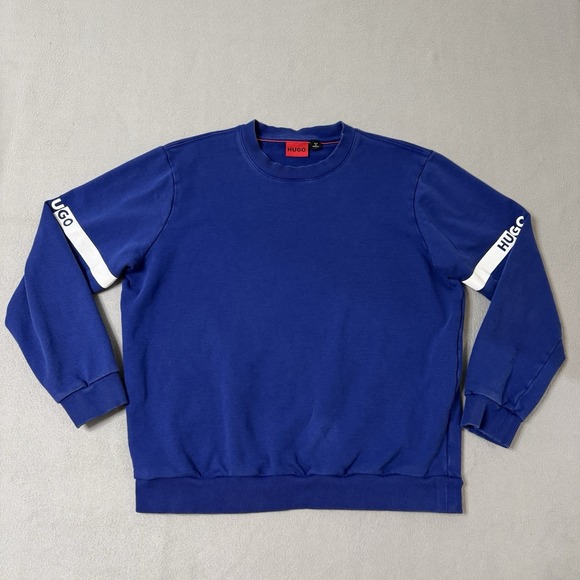 Hugo Boss Other - Hugo Boss Sweatshirt Mens XL Blue Logo Sleeve Stripe Sporty Casual Streetwear